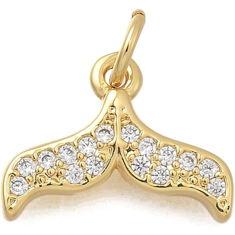 Brass Micro Pave Cubic Zirconia Fishtail Charms with Jump Ring — Charms & Pendants