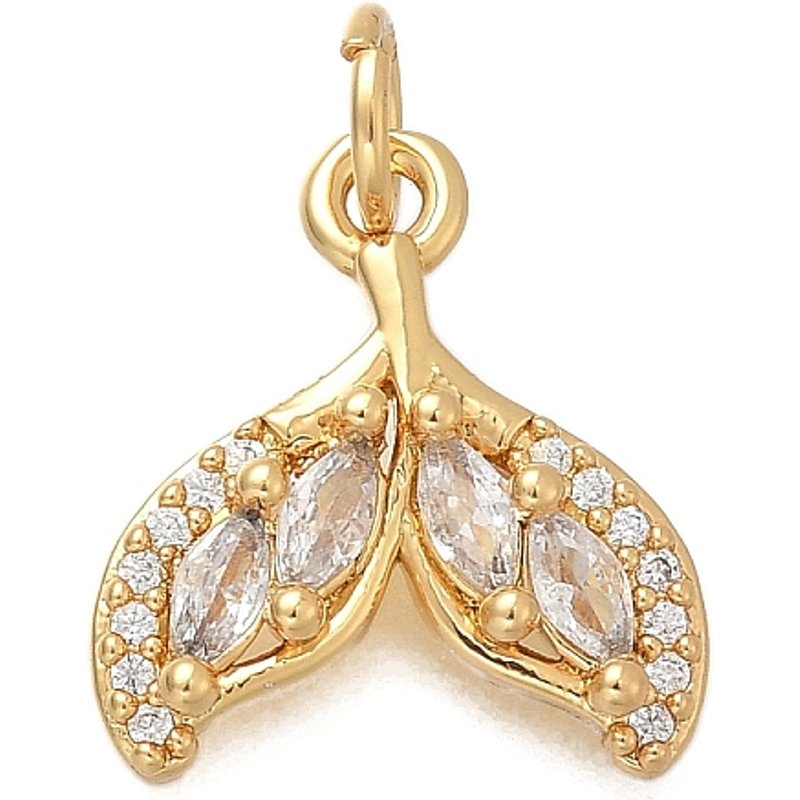 Brass Micro Pave Cubic Zirconia Fishtail Charms with Jump Ring — Charms & Pendants