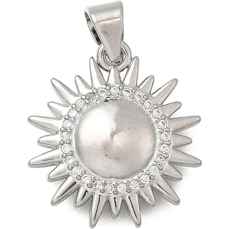 Brass Micro Pave Cubic Zirconia Sun Pendant, Cadmium & Lead Free — Charms & Pendants