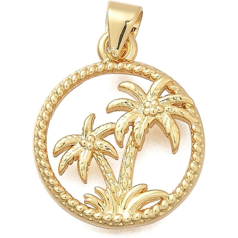 Brass Micro Pave Cubic Zirconia Coconut Tree Pendant — Charms & Pendants