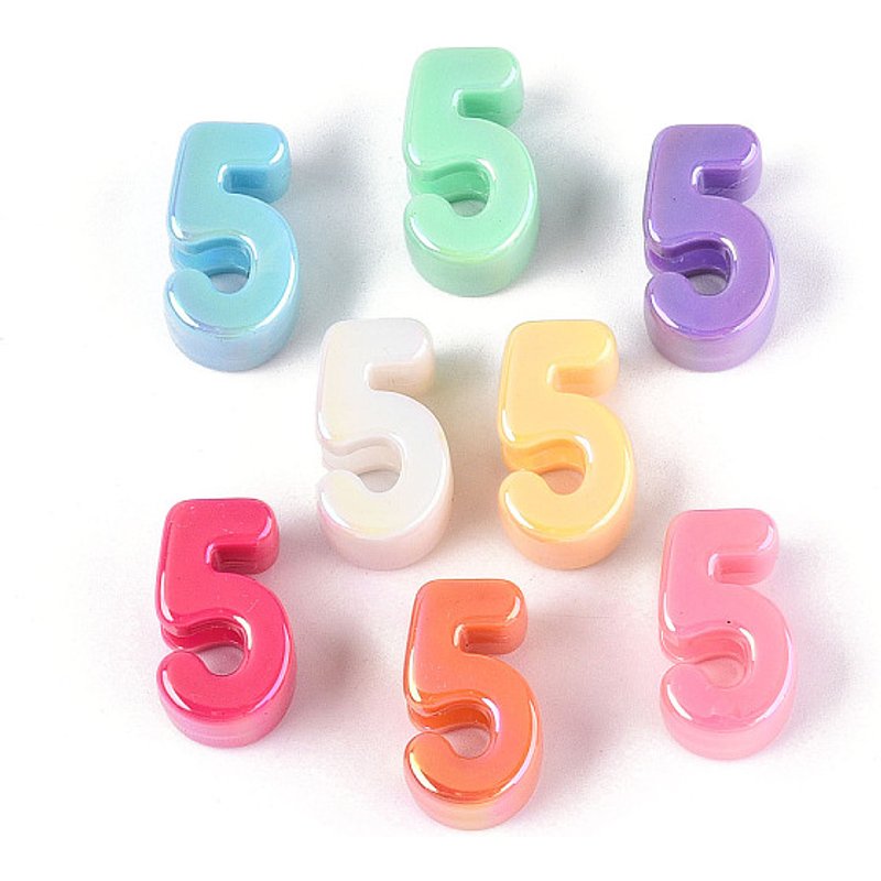 Opaque UV Plating Iridescent Acrylic Beads, Mixed Color, Number 5 — Jewelry Beads