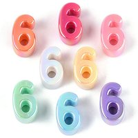 Perles acryliques opaques avec finition UV, iridescentes, numéro 6, couleurs mélangées