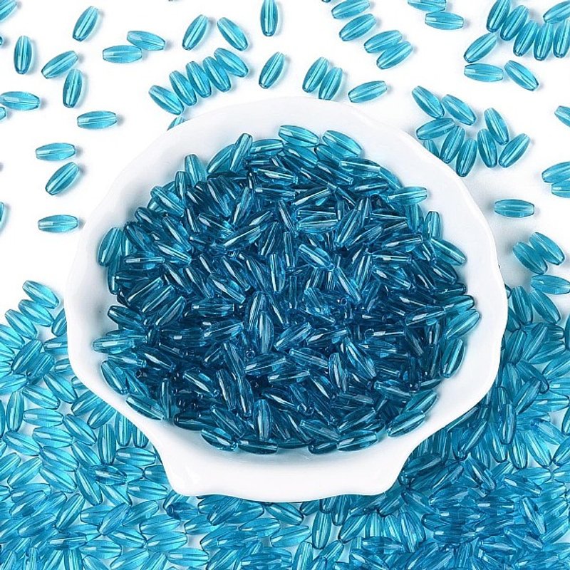 Transparent Colours Glass Seed Beads, Oval, Steel Blue, 9x4mm — Jewelry Beads