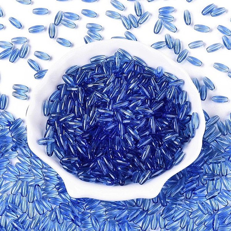 Transparent Royal Blue Glass Seed Beads, Oval, 9x4mm — Jewelry Beads
