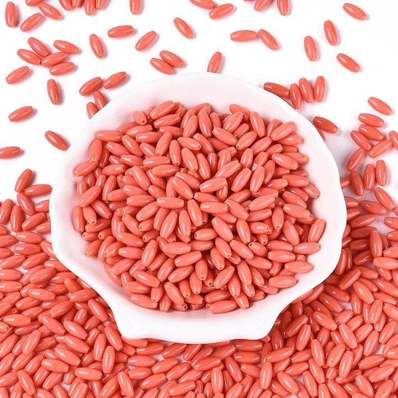 Opaque Coral Glass Seed Beads, Oval, 9x4mm, 1.2mm Hole — Jewelry Beads