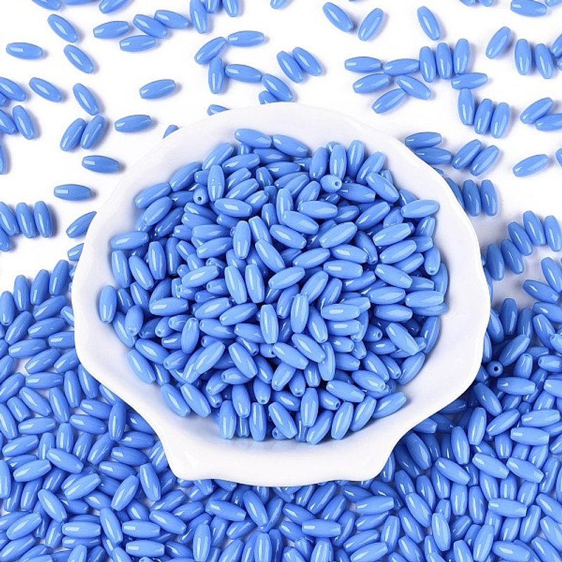 Opaque Royal Blue Glass Seed Beads, Oval, 9x4mm, 1875pcs/pound — Jewelry Beads