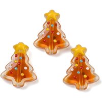 Handmade Lampwork Enamel Beads, Christmas Trees, Dark Orange