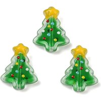 Handmade Lampwork Enamel Beads - Christmas Trees - Green — Jewelry Beads