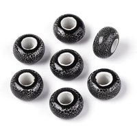 Handmade Porcelain Rondelle Beads, Gray, Large Hole, 15x8mm — Jewelry Beads