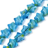 Fil de perles en verre Millefiori fait main, étoile, bleu ciel profond