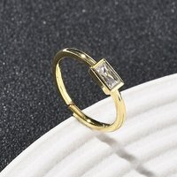 Rectangle Brass and Glass Cuff Rings for Women, 18K Gold Plated — Costume Jewelry