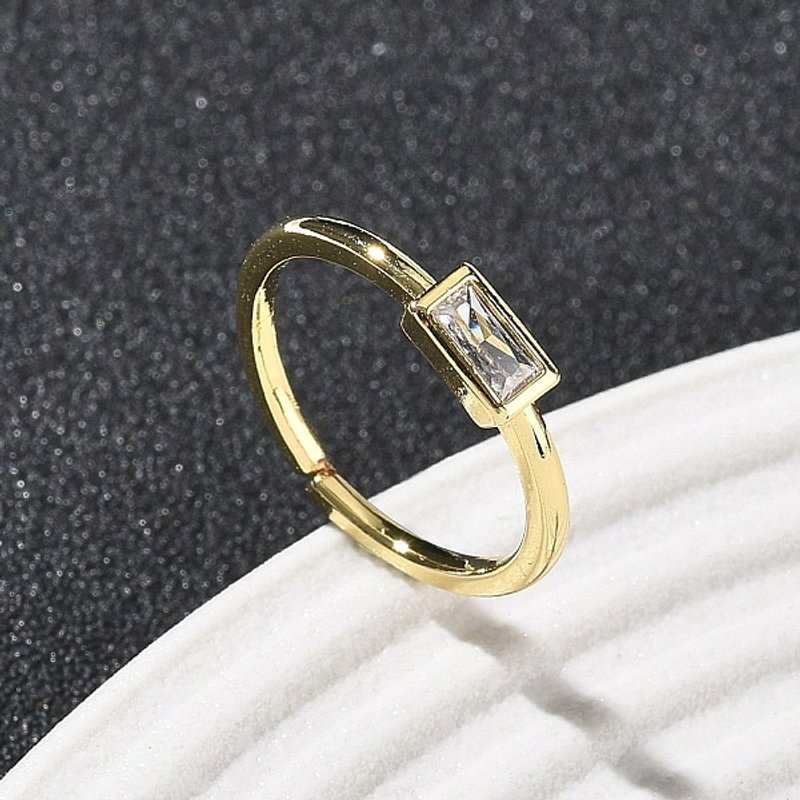 Bagues de Manchette Rectangulaires en Laiton et Verre pour Femmes, Plaqué Or 18K — Bijoux fantaisie