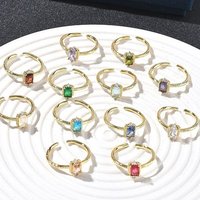 Rectangle Brass Micro Pave Cubic Zirconia Cuff Ring for Women