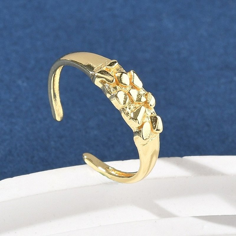 Brass Cuff Rings for Women, Adjustable 18K Gold Plated — Costume Jewelry