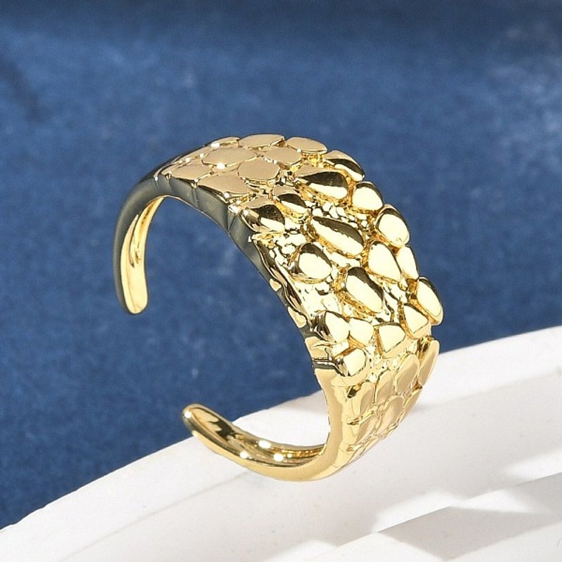 Bagues à Manchette en Laiton pour Femmes, Plaqué Or 18K Ajustable — Bijoux fantaisie