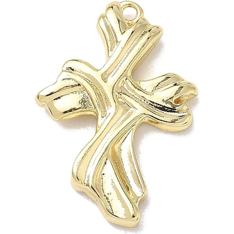 Pendentif en laiton, croix, plaqué or 18K, sans cadmium ni plomb — Breloques et pendentifs