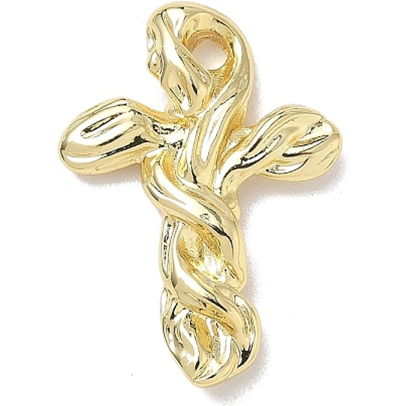 Pendentif en laiton, croix, plaqué or 18K, sans cadmium ni plomb — Breloques et pendentifs