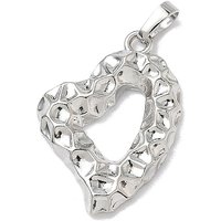 Brass Heart Pendant with Rack Plating, Cadmium and Lead Free