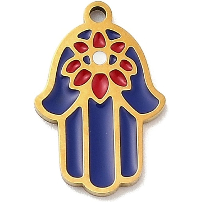 304 Stainless Steel Hamsa Hand Pendant with 18K Gold Plating — Charms & Pendants