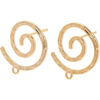 Brass Vortex Spiral Stud Earring Findings, 18K Gold Plated — Jewelry Findings
