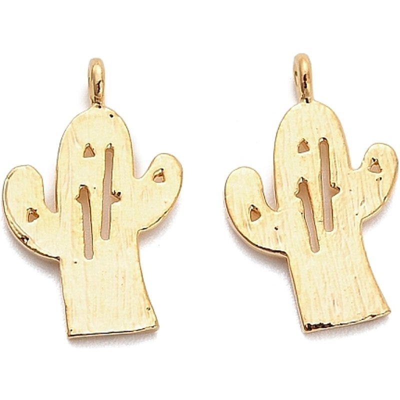 Brass Cactus Pendant, 18K Gold Plated, Cadmium, Nickel, and Lead Free — Charms & Pendants