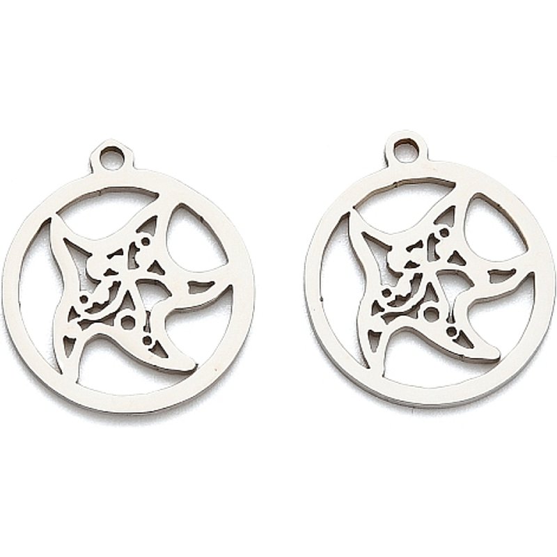 Pendants Étoile de Mer en Acier Inoxydable 201, Rond Plat, Sans Cadmium — Breloques et pendentifs