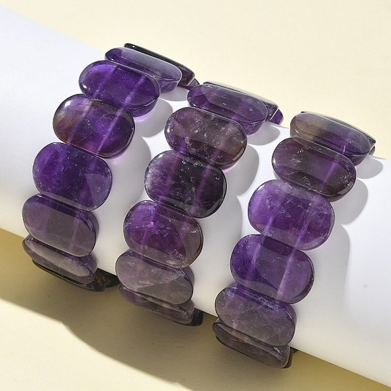 Natural Amethyst Beads Stretch Bracelet for Women and Men — Bracelet Women