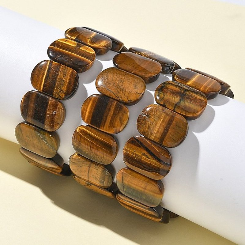Bracelet Élastique en Perles de Oeil de Tigre Naturel pour Femmes et Hommes — Bracelet Femme