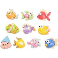 Opaque Resin Cabochons, Fish & Octopus, Mixed Colors