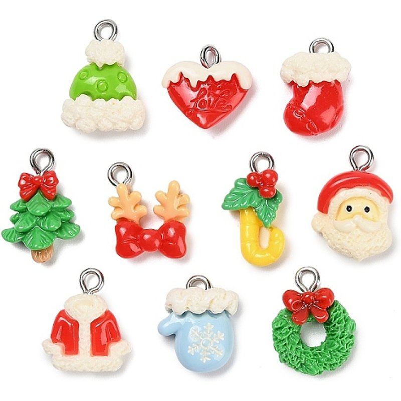 Christmas Opaque Resin Pendants with Platinum Iron Loop — Charms & Pendants