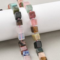 Brins de Perles Gemmes Mixtes, Cube avec Perles de Semence, 8-8.5mm