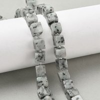 Brins de perles en jaspe sésame naturel en cube avec perles de semence — Perles à bijoux