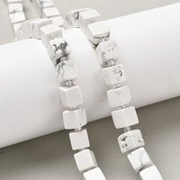 Brins de perles cube en howlite naturelle avec perles de rocaille, 38-39pcs