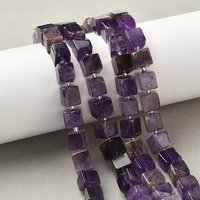 Brins de perles en améthyste naturelle en cube avec perles de semence, 38-39pcs