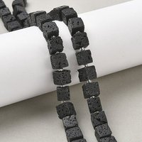 Brins de perles en roche volcanique naturelle avec perles de semence, cube, 14,96-15,35