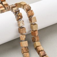 Brins de perles en jaspe naturel en cube avec perles de semence — Perles à bijoux