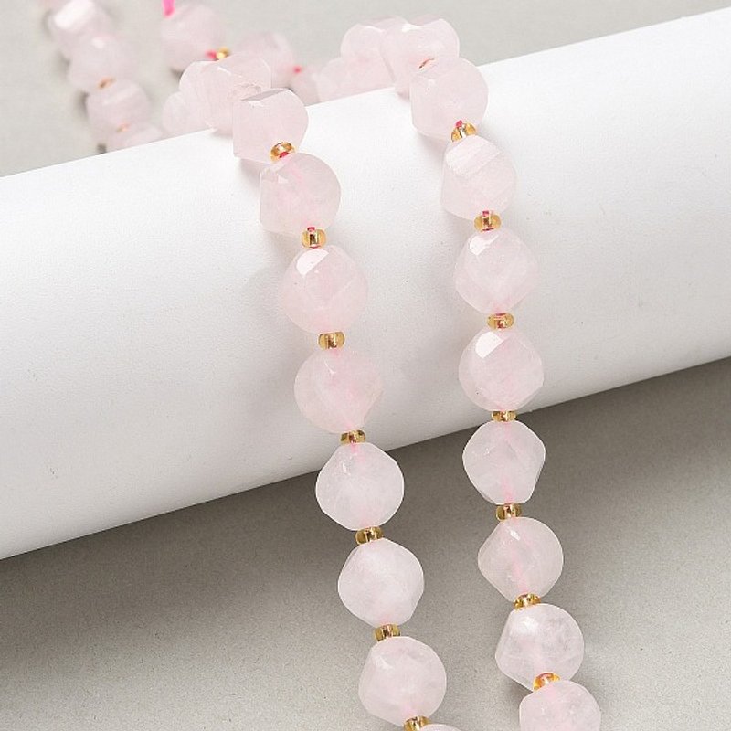 Brins de Perles de Quartz Rose Naturel avec Perles de Semence, 33pcs — Perles à bijoux