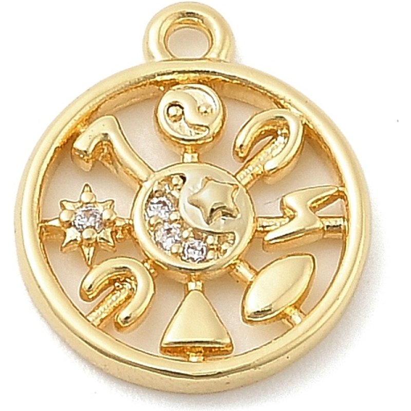 Brass Micro Pave Cubic Zirconia Compass Charms, Golden — Charms & Pendants