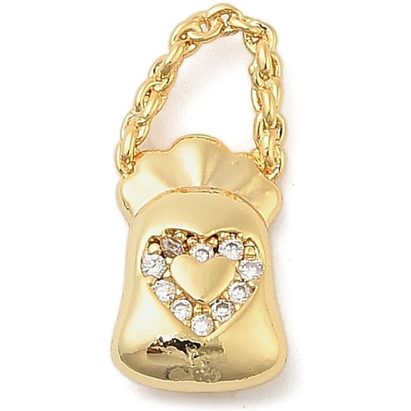 Pendentif en laiton avec cœur en pavé micro zirconia — Breloques et pendentifs