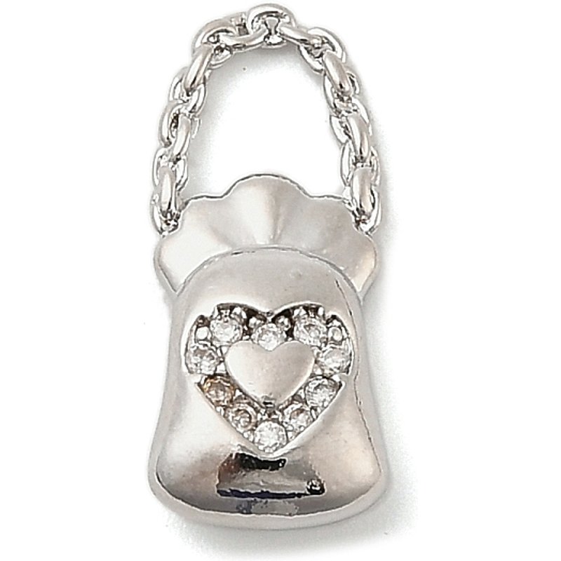 Pendentif en laiton avec cœur de sac à main en zircon cubique micro pave — Breloques et pendentifs