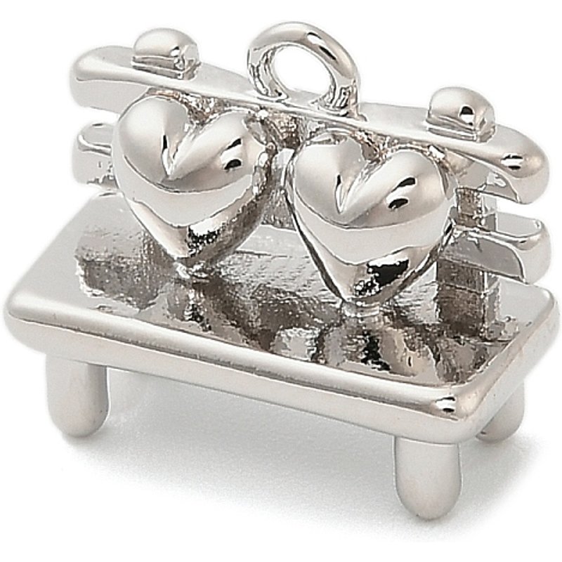 Pendentif en laiton, chaise avec charme cœur, platine, 11x13x6mm — Breloques et pendentifs