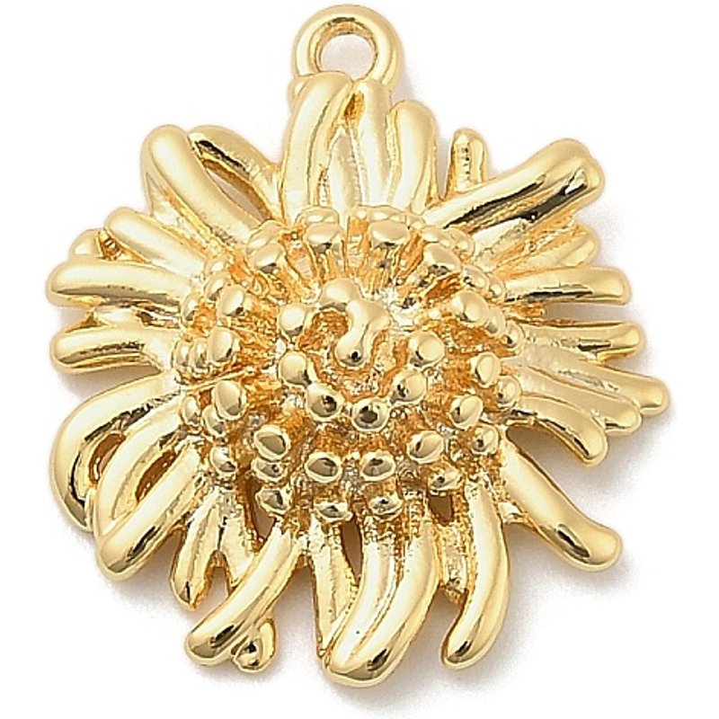 Charms en laiton, Tournesols, Dorés, 20x17.5x6mm, Trou: 1.4mm — Breloques et pendentifs