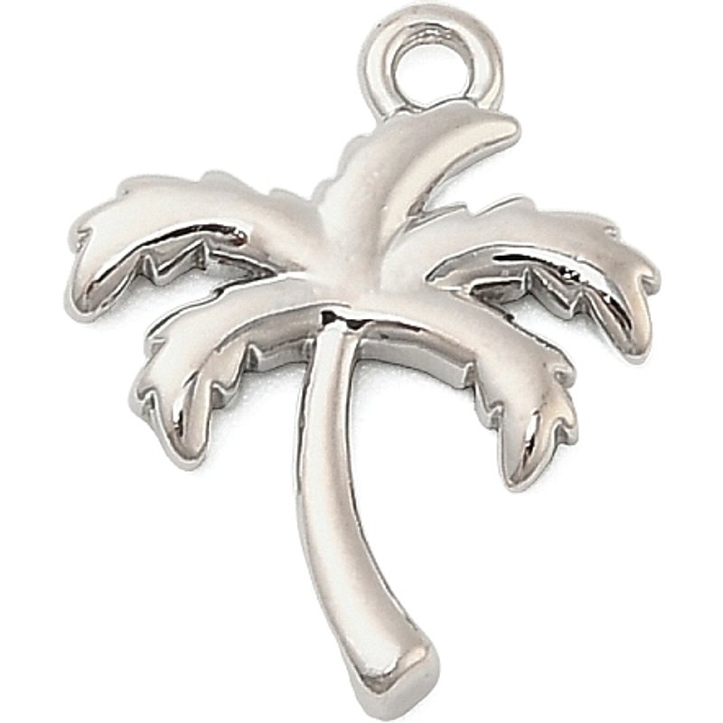 Brass Tree Charms Pendants in Platinum Finish, 16x12.5mm — Charms & Pendants