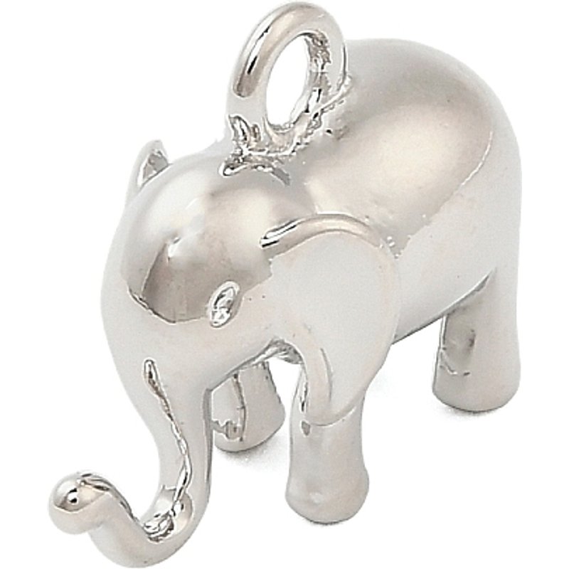 Brass Elephant Charms, Platinum Finish, 12x14x7mm — Charms & Pendants