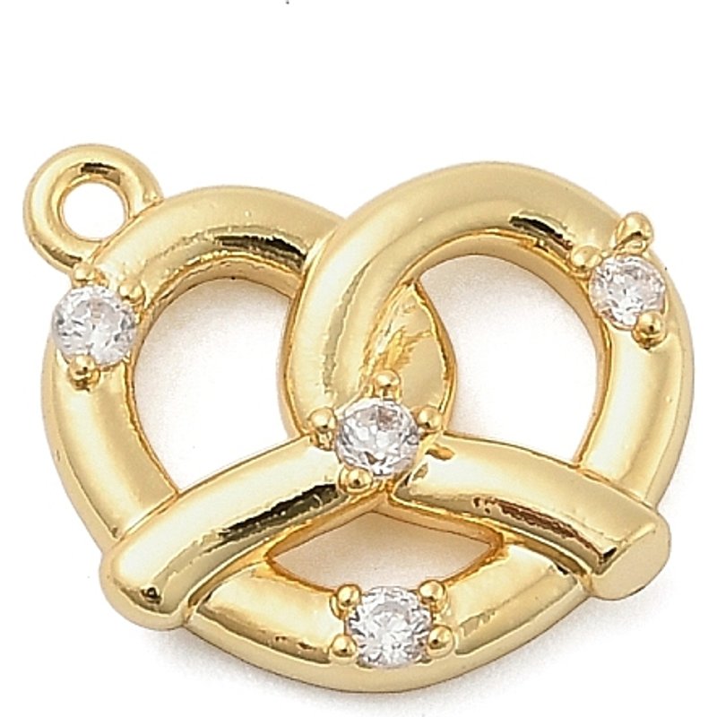 Brass Micro Pave Cubic Zirconia Pretzel Charms — Charms & Pendants