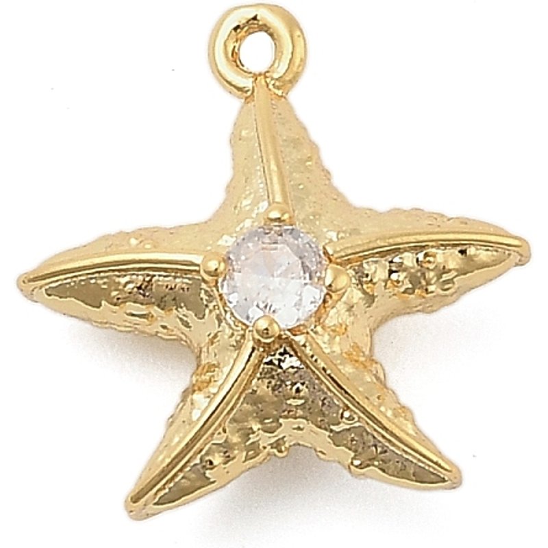 Brass Micro Pave Cubic Zirconia Starfish Charms — Charms & Pendants