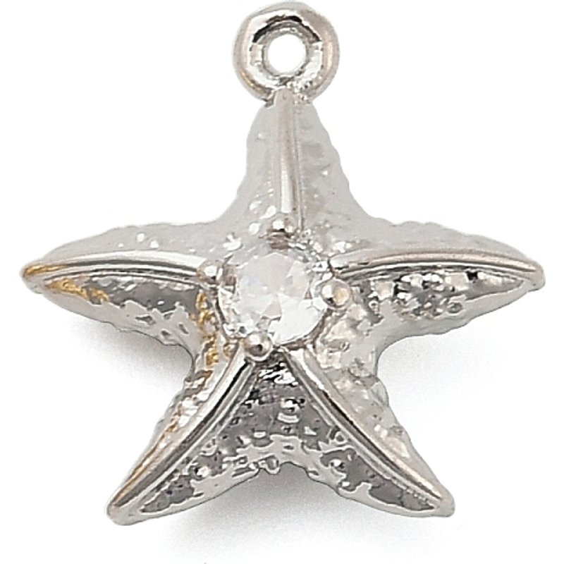 Brass Micro Pave Cubic Zirconia Starfish Charms — Charms & Pendants