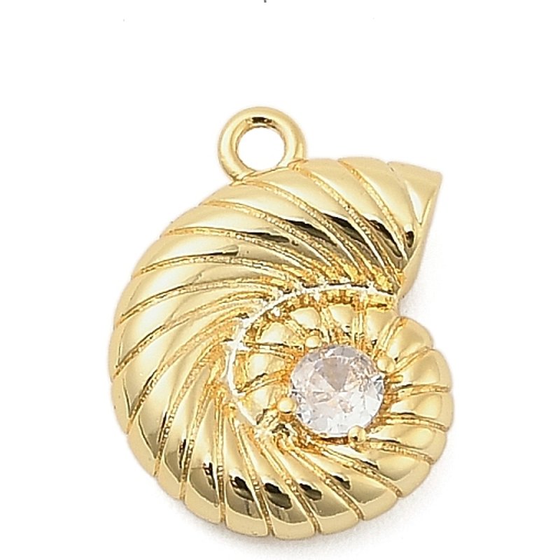 Charms en forme de conque en zircon cubique micro pave en laiton