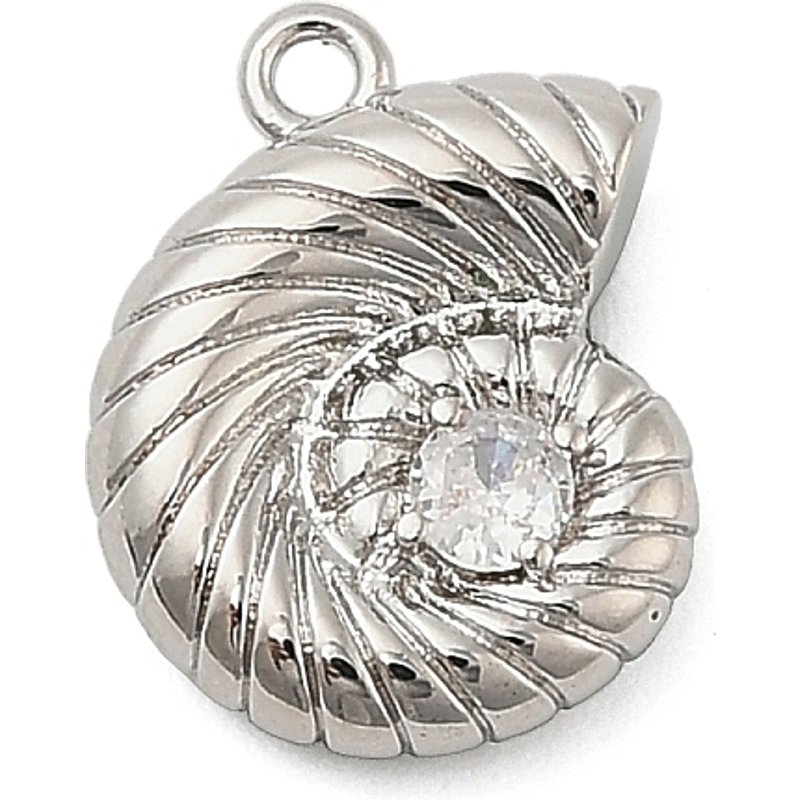 Charms en forme de conque en zircon cubique micro pavé en laiton