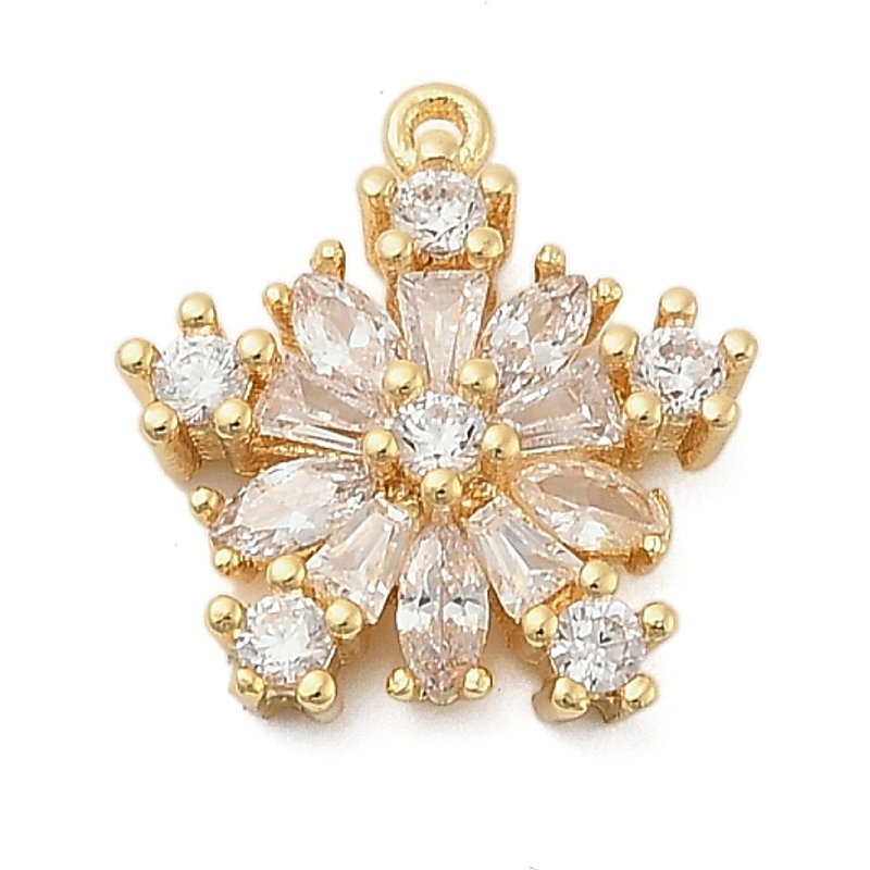 Pendentif Flocon de Neige en Laiton avec Cubic Zirconia — Breloques et pendentifs